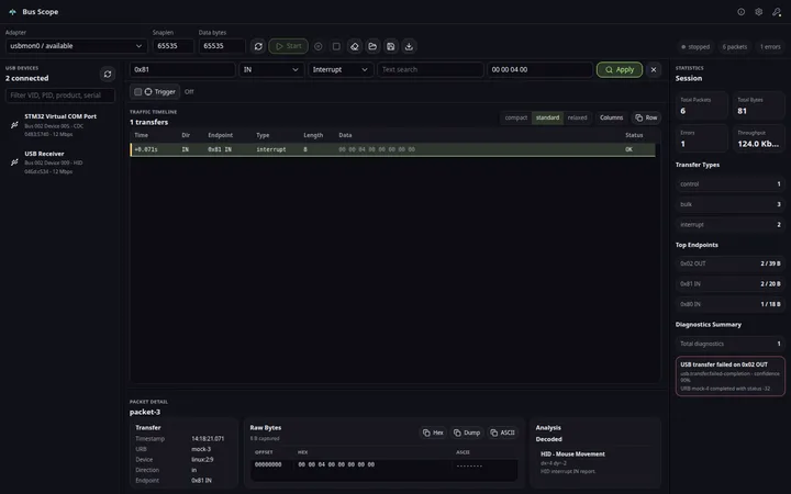 Dark desktop diagnostics workstation with camera stream evidence and device debugging screens