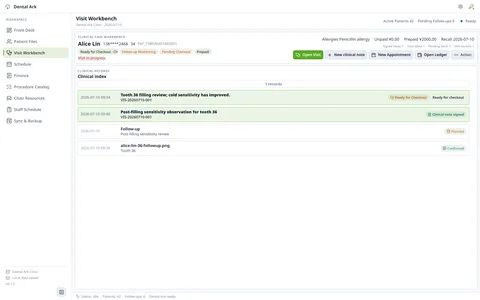 Dental Ark — Compact clinic reception workstation with appointment and patient record software